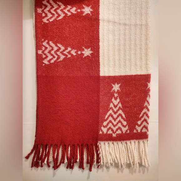 🎁Texteis Penedo Holiday Throw Blanket - Ivory Weave Inset  with Adorned Border - Picture 6 of 11